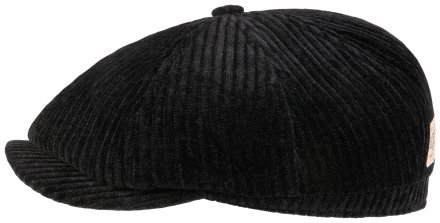 Casquette gavroche/irlandaise - Stetson Hatteras Corduroy Jersey Newsboy Cap (noir)