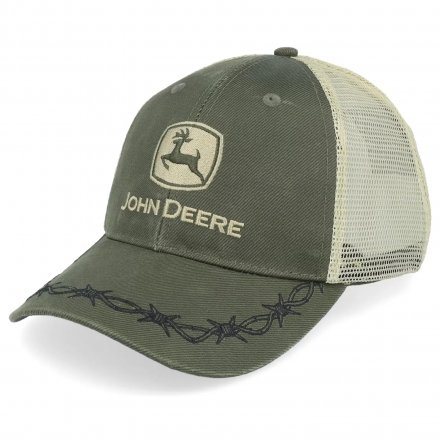 Casquette - John Deere Oilskin Look Mesh Back Cap (vert olive/blanc cassé)