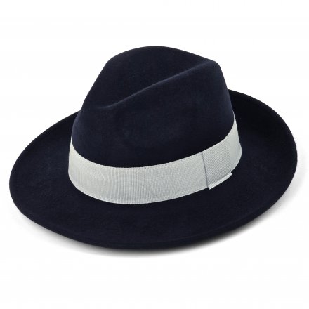 Chapeaux - Gårda Volterra Fedora Wool Hat (bleu marine/blanc cassé)