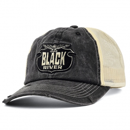 Casquette - Black River Eagle Washed Trucker (noir/crème)