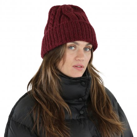 Bonnet - Gårda Bormio Cable Knit Wool Mix Beanie (bourgogne)