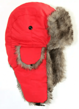 Chapeaux d'hiver - Trapper Hat with Faux Fur (rouge)