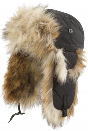 Chapeaux d'hiver - MJM Trapper Hat Taslan with Faux Fur (Noir/Nature)