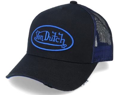 Casquette - Von Dutch Distressed Oval Patch Trucker (noir/bleu)