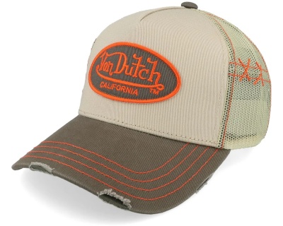 Casquette - Von Dutch Distressed Oval Patch Trucker (beige/marron)