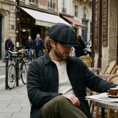 Casquette gavroche/irlandaise - Gårda Aberdour Newsboy (noir/gris)