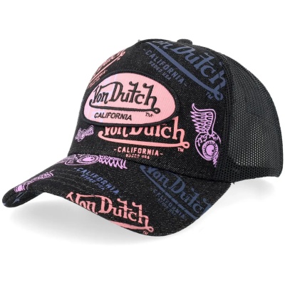 Casquette - Von Dutch Oval Patch Text Print Trucker (noir)