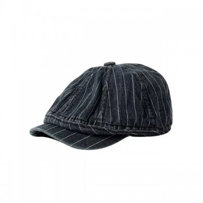 Casquette gavroche/irlandaise - Gårda Dutton Vintage Striped Cap (noir)