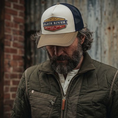 Casquette - Black River Beacon Trucker (blanc cassé/bleu/vert)