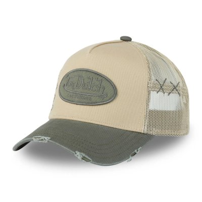 Casquette - Von Dutch Oval Patch Trucker (beige/vert)