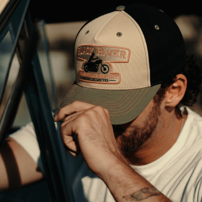 Casquette - Black River Motorcycle Cotton Cap (beige/noir/vert)