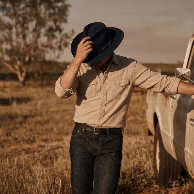 Chapeaux - Gårda Bowmont Crushable Wool felt Western hat (bleu)