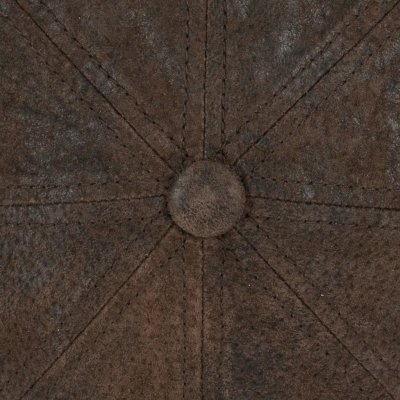 Casquette gavroche/irlandaise - Stetson Bienville Leather Newsboy Cap (marron foncé)