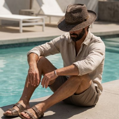 Chapeau de paille - Gårda Tenerife Raffia Fedora (naturel/marron)