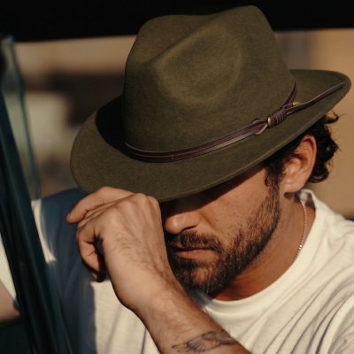 Chapeaux - Gårda Vicenza Crushable Wool felt Fedora (vert)