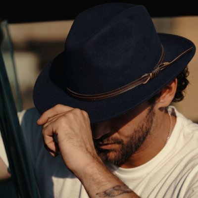Chapeaux - Gårda Vicenza Crushable Wool felt Fedora (bleu)