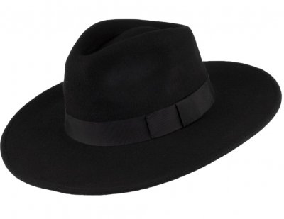 Chapeaux - Jaxon The Author Wide Brim Fedora Hat (noir)