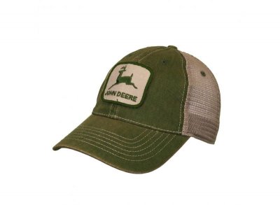 Casquettes - John Deere Stone Washed Logo Cap (Vert/Ivoire)