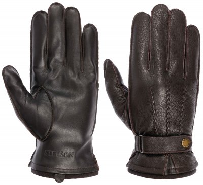 Gants - Stetson Men's Goat/Sheep Leather Gloves (marron foncé)