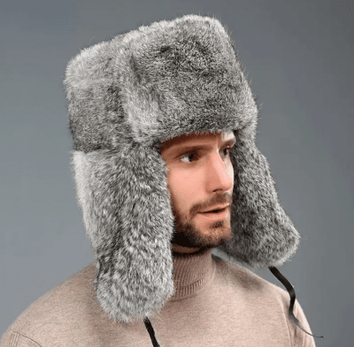 Chapeaux d'hiver - Trapper Hat with Faux Fur (Gris)