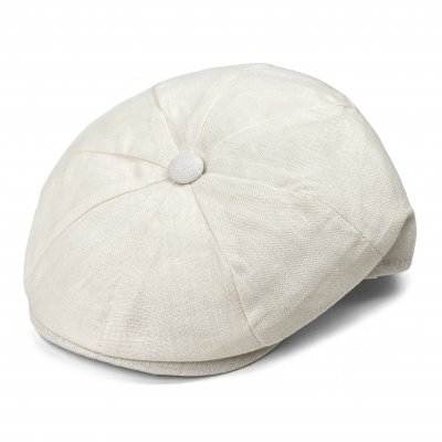 Gubbkeps / Flat cap - Gårda Vero Linen Newsboy Cap (vit)