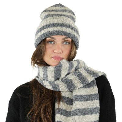 Écharpes - Gårda Grindelwald Striped Wool Mix Scarf (beige/gris)