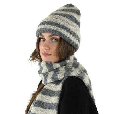 Écharpes - Gårda Grindelwald Striped Wool Mix Scarf (beige/gris)