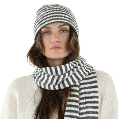 Écharpes - Gårda Engelberg Striped Wool Mix Scarf (gris foncé/blanc)