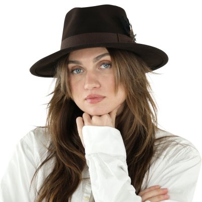 Chapeaux - Gårda Molinella Crushable Wool felt Fedora (marron)