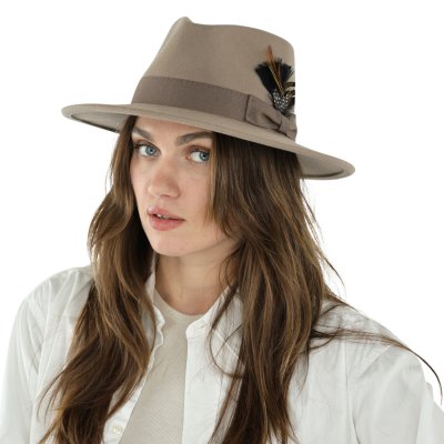 Chapeaux - Gårda Molinella Crushable Wool felt Fedora (greige)