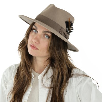 Chapeaux - Gårda Molinella Crushable Wool felt Fedora (greige)