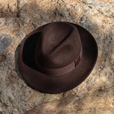 Chapeaux - Gårda Volterra Fedora Wool Hat (brun foncé)