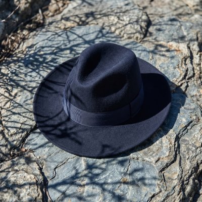 Chapeaux - Gårda Volterra Fedora Wool Hat (bleu marine)