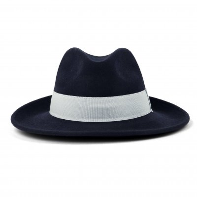 Chapeaux - Gårda Volterra Fedora Wool Hat (bleu marine/blanc cassé)
