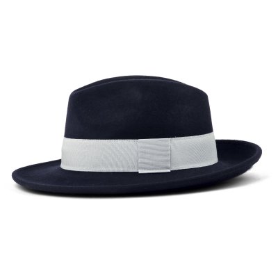 Chapeaux - Gårda Volterra Fedora Wool Hat (bleu marine/blanc cassé)