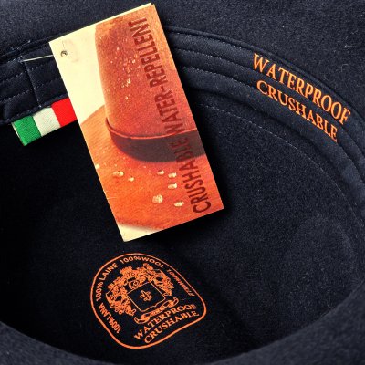 Chapeaux - Gårda Volterra Fedora Wool Hat (bleu marine/blanc cassé)