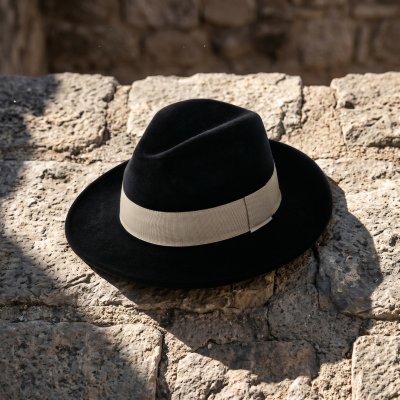 Chapeaux - Gårda Volterra Fedora Wool Hat (noir/crème)