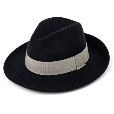 Chapeaux - Gårda Volterra Fedora Wool Hat (noir/crème)