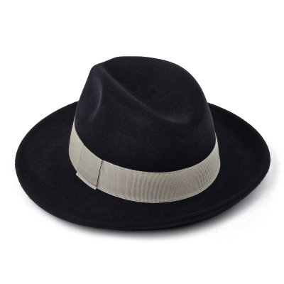 Chapeaux - Gårda Volterra Fedora Wool Hat (noir/crème)