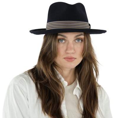 Chapeaux - Gårda Belluno Crushable Wool felt Fedora (bleu)