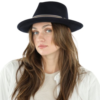 Chapeaux - Gårda Belluno Crushable Wool felt Fedora (bleu)