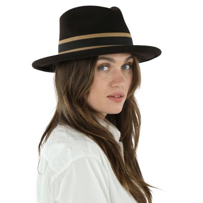 Chapeaux - Gårda Belluno Crushable Wool felt Fedora (marron)