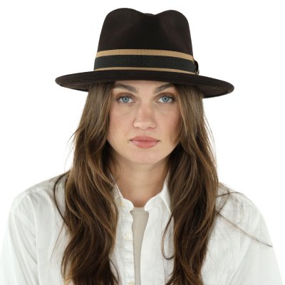 Chapeaux - Gårda Belluno Crushable Wool felt Fedora (marron)