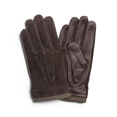 Gants - HK Men's Touch glove Lamb suede/Lamb nappa, Wool blend lining (marron)