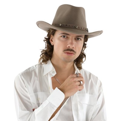 Chapeaux - Gårda Bowmont Crushable Wool felt Western hat (greige)