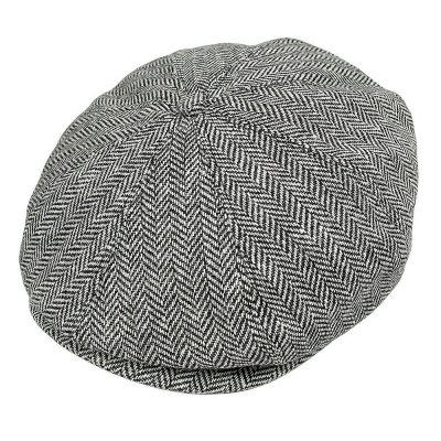 Casquette gavroche/irlandaise - Jaxon Herringbone Newsboy Cap (gris)