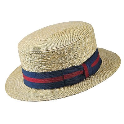 Chapeaux - Straw Boater Hat Striped Band (nature)