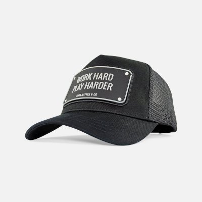 Casquettes - John Hatter - Work Hard Play Harder - Rubber Edition (noir)
