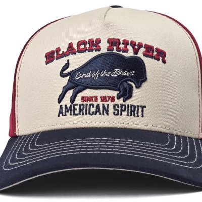 Casquette - Black River Buffalo Trucker (crème/rouge/bleu)