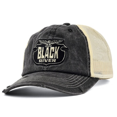 Casquette - Black River Eagle Washed Trucker (noir/crème)